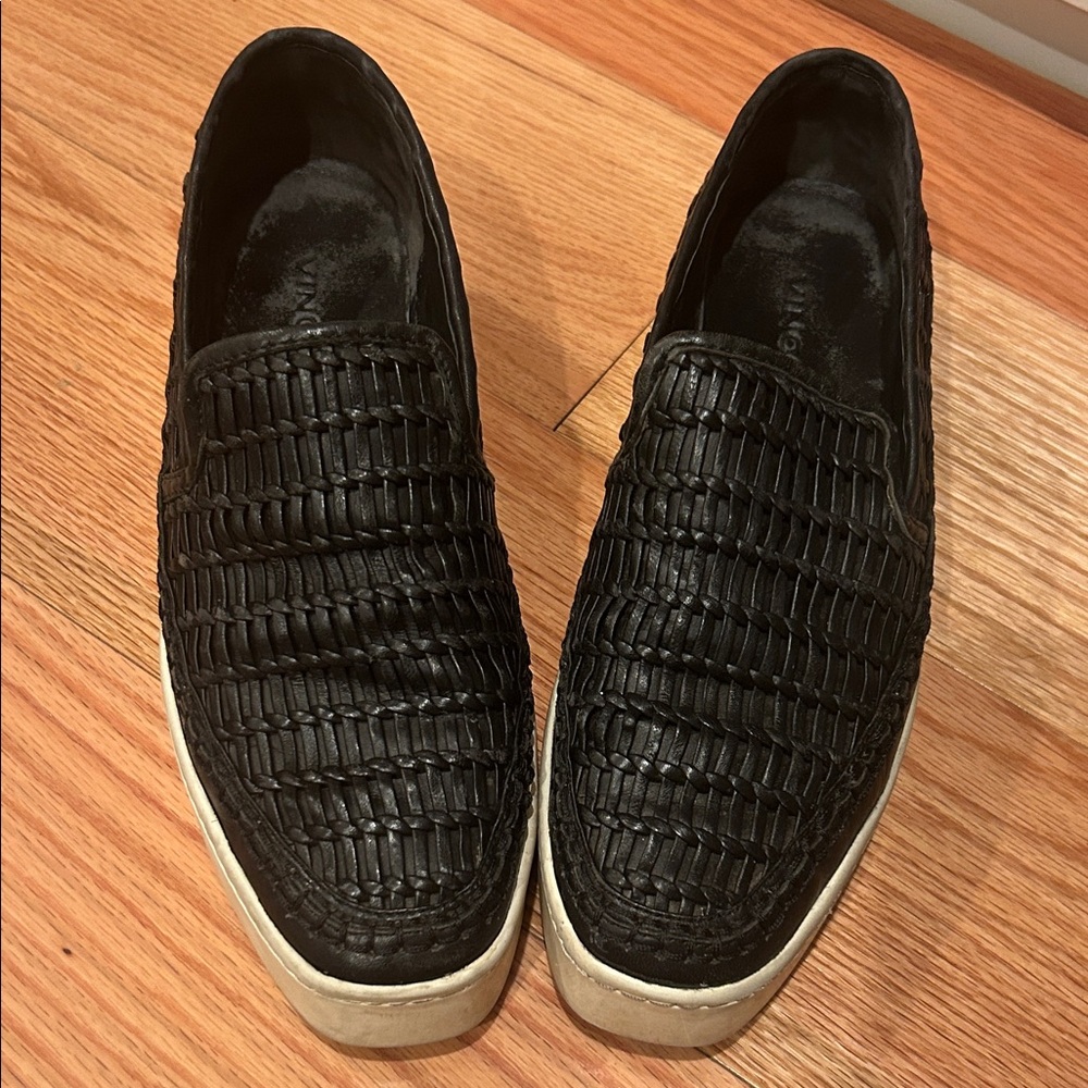 Vince Camuto Black Woven Women's Loafers